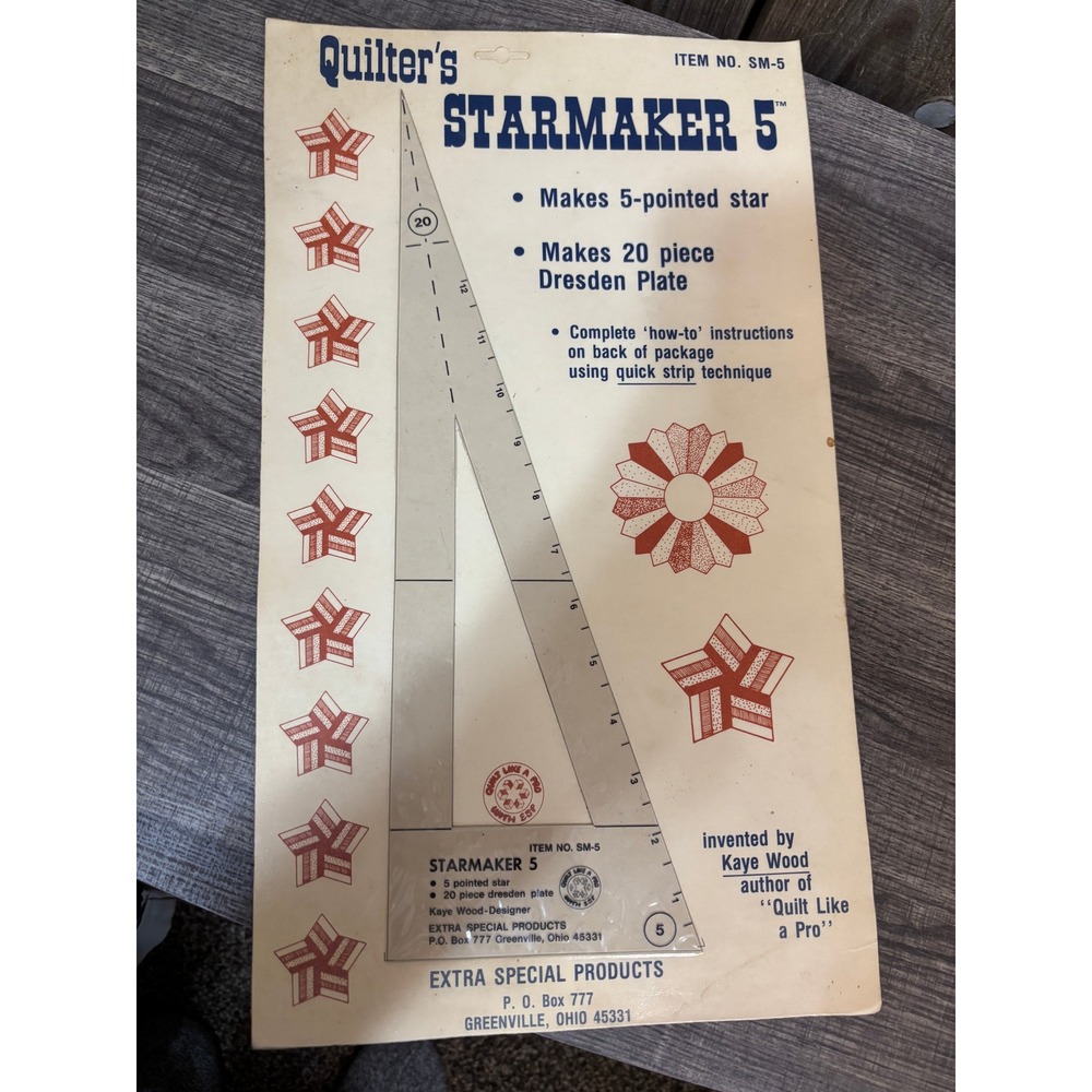 Kaye Wood Starmaker 5 Quilting Template Ruler Extra Special Products SM-5 Star